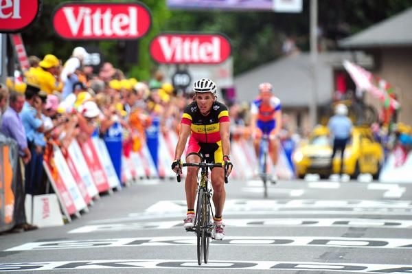 Philippe Gilbert (Omega Pharma-Lotto) jumped away from the peloton to finish 10th which moved the Belgian champion into 9th overall.