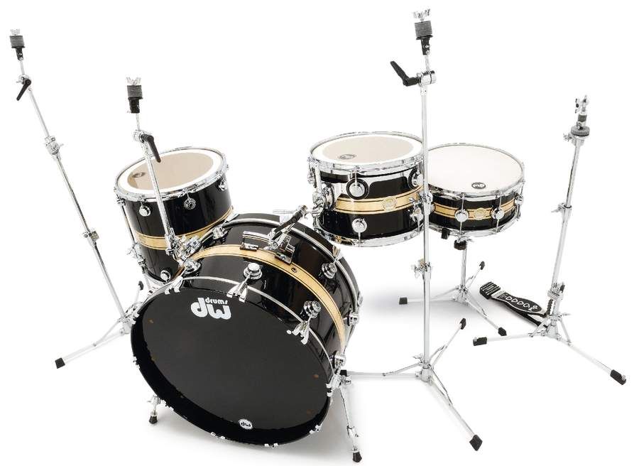The retro bass drum is complemented by a sturdy retro-style cymbal arm and rail tom mount