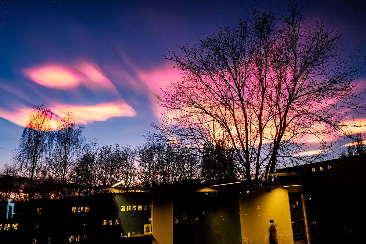 Nacreous clouds above Oslo, Norway.
