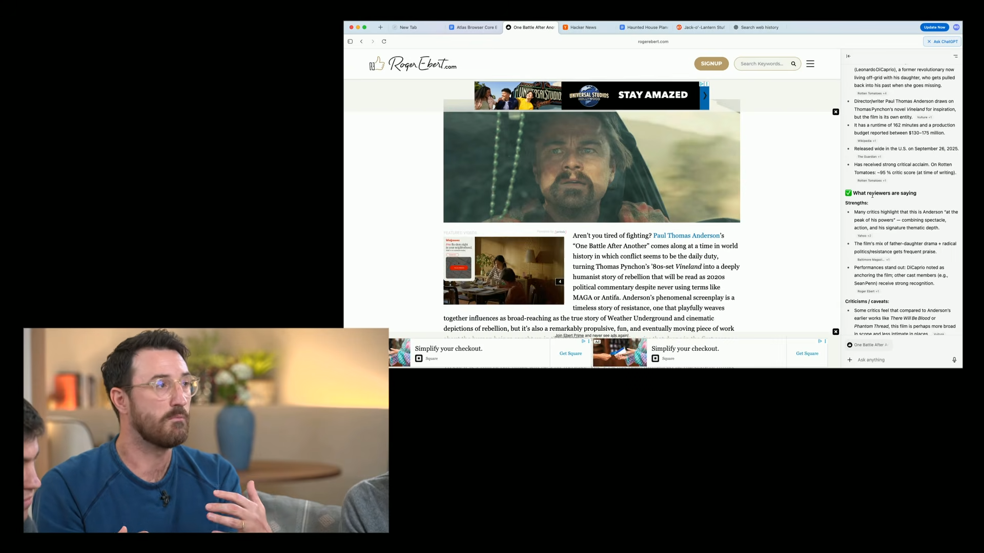 Side bar in search results in ChatGPT Atlas