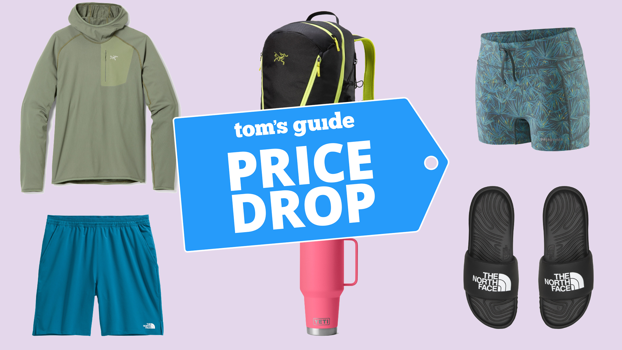 Collage of athletic gear from Patagonia, Yeti and more