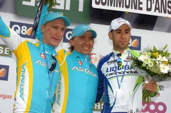 Maxim Iglinskiy and Enrico Gasparotto (Astana) were 1st and 3rd, while Vincenzo Nibali (Liquigas-Cannondale) was third.