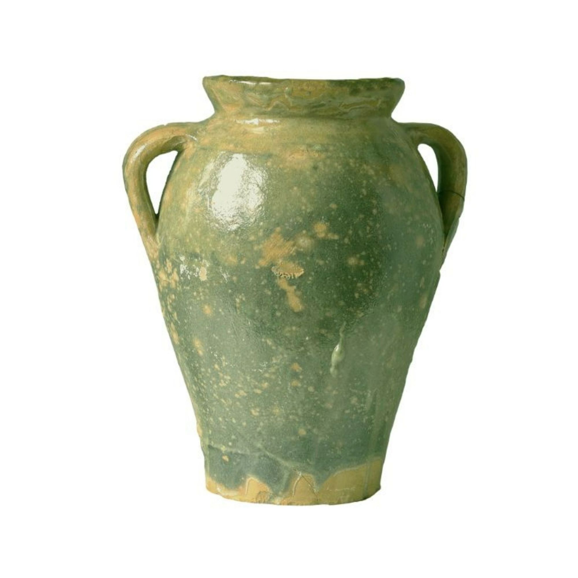 Green vase with handles