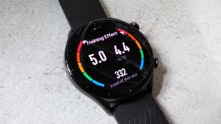 Amazfit GTR 3 watch showing training effect after a workout