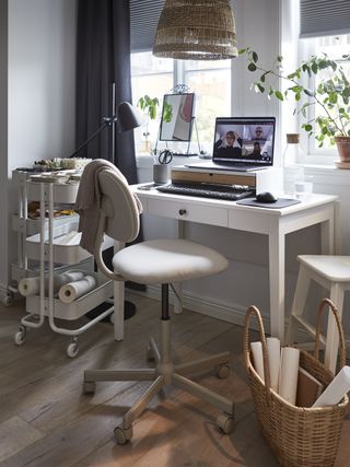 Ikea workspace with RÅSHULT trolley