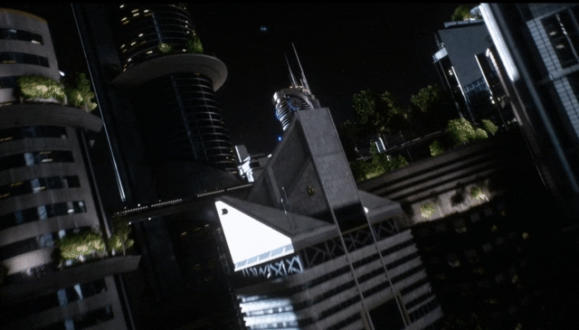 This episode features many gorgeous — and lengthy — VFX establishing shots of future Earth cities