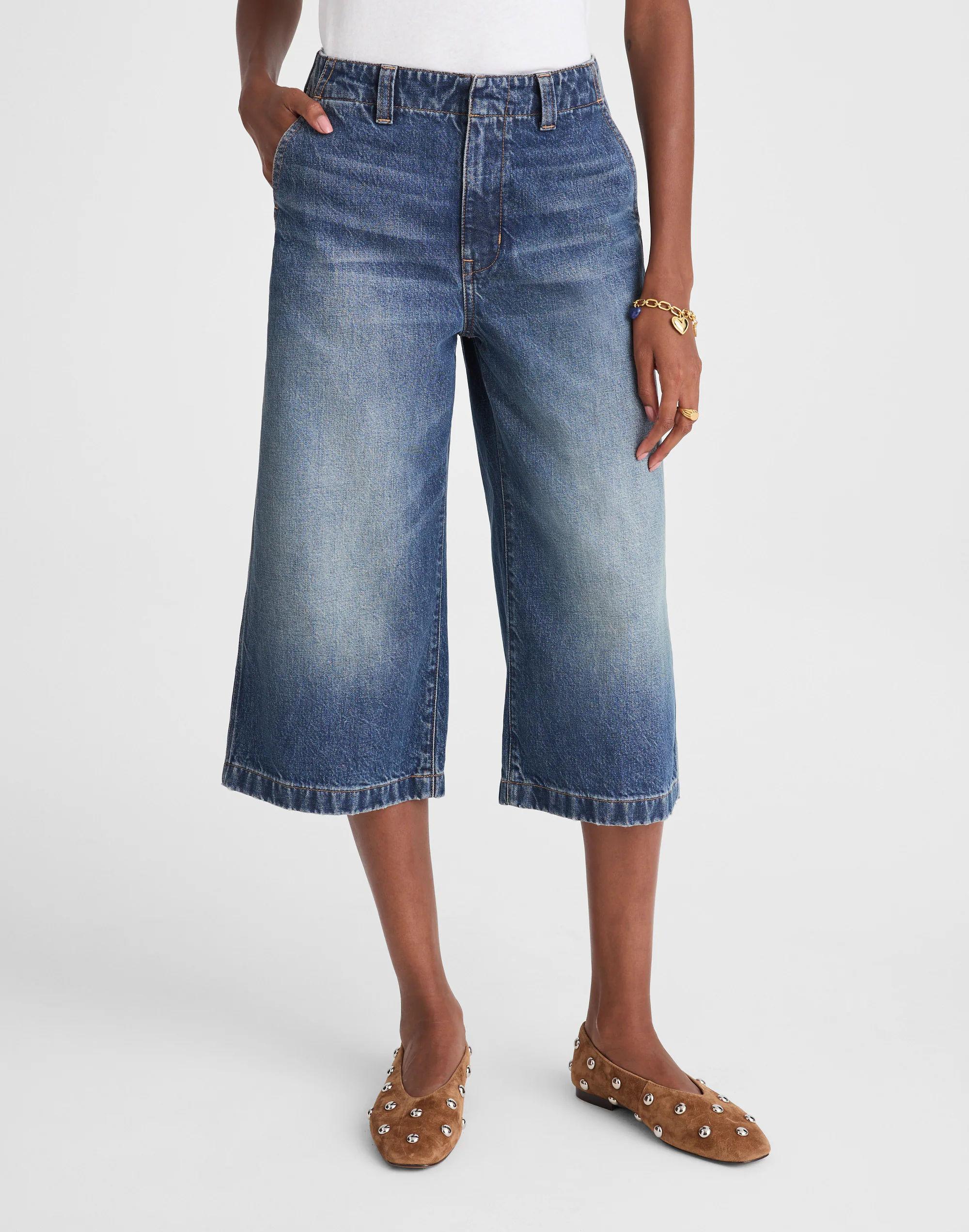 Denim Culottes in Greendale Wash