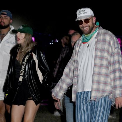 Taylor Swift and Travis Kelce at Neon Carnival held during the Coachella Music and Arts Festival on April 13, 2024 in Thermal, California. 
