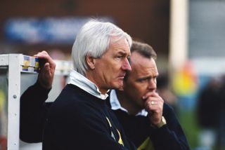 Norwich City manager Mike Walker during a game against Wimbledon in March 1993.