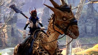 A rider on a mount in Dragon Age: Inquisition
