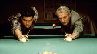 Tom Cruise and Paul Newman at a pool table in The Color of Money.