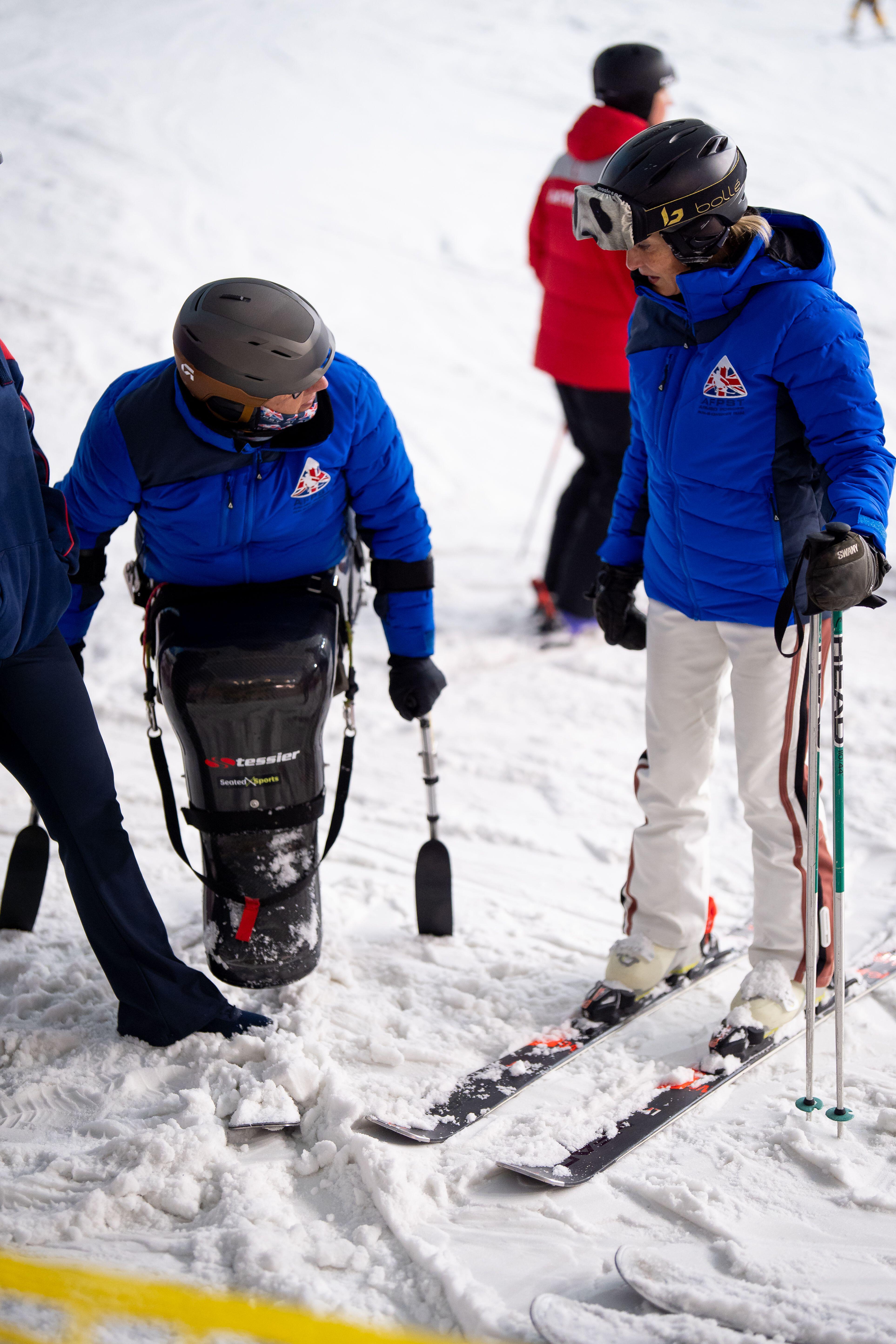 Duchess Sophie skiing with a disabled athlete