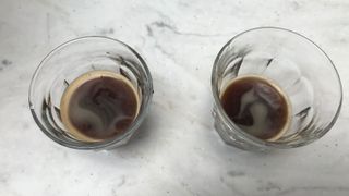 Two shots of espresso from Breville Barista Express