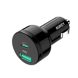 AUKEY Car Charger with USB C & Power Delivery, Dual Port 36W Output for Pixel/XL, New MacBook/MacBook Pro, Pixel C Tablet and More