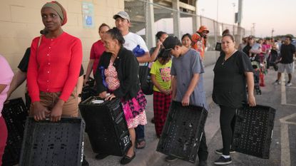 Lining up at a food bank in Austin