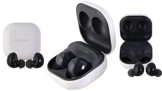 A composite of product photos of the Samsung Galaxy Buds2
