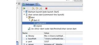 Debug browser apps from inside Dart Editor, which integrates with Dartium, the build of Chromium with the Dart VM