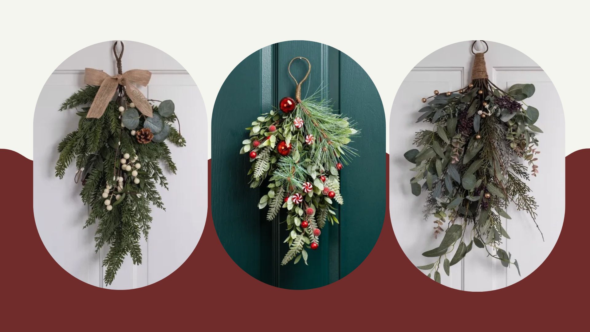 composite of three different Christmas swags from dunelm 