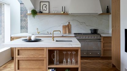 Unpainted wooden kitchen cabinets