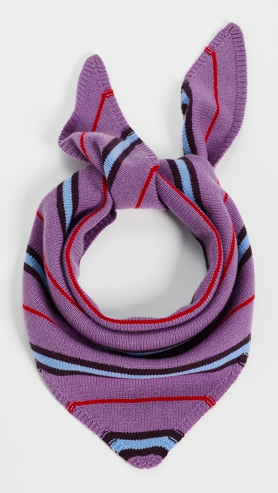 Jaine Knitted Bandana Scarf - Antique Mauve Multi Stripe