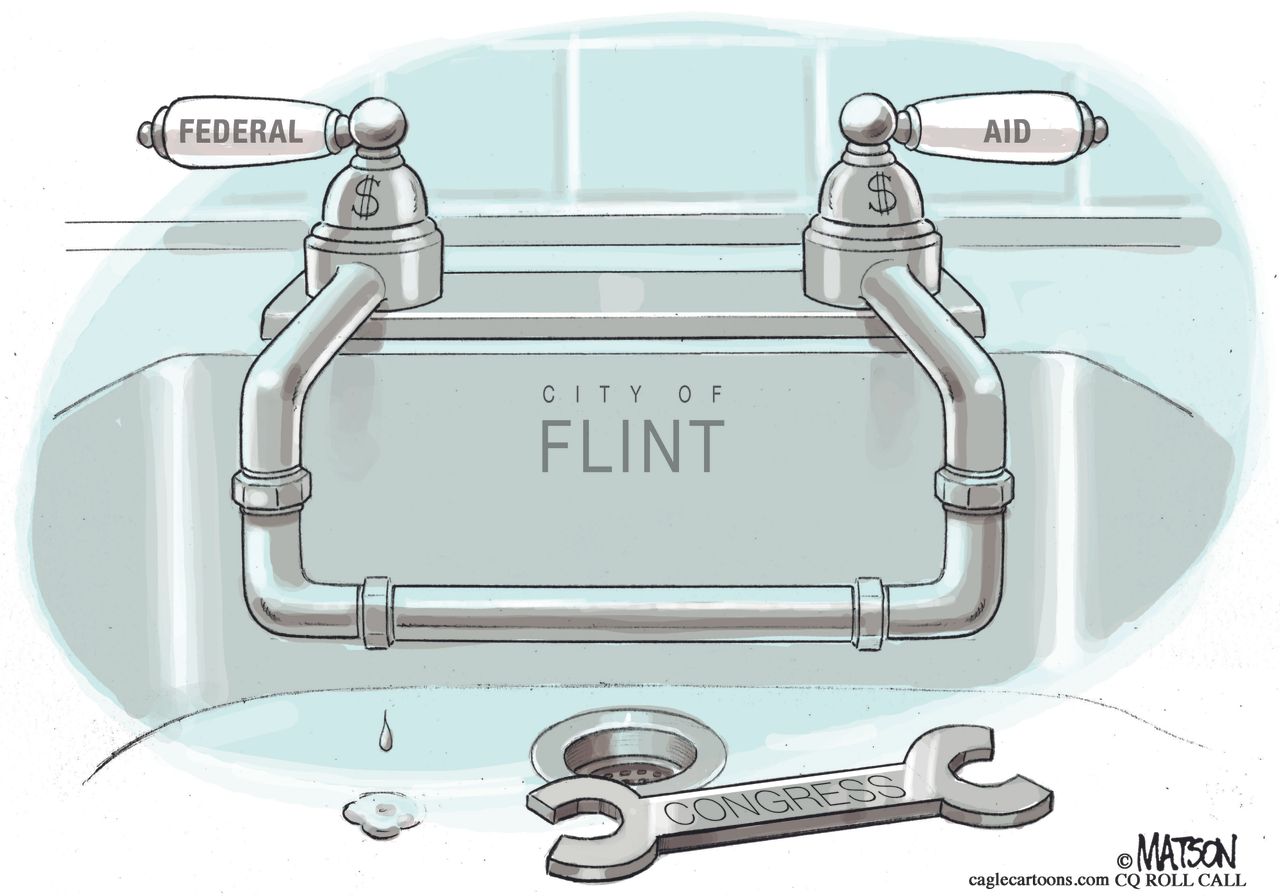 Editorial cartoon U.S. Flint federal aid