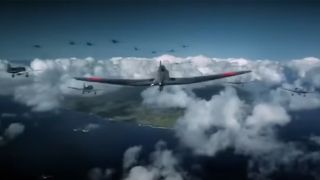 Japanese planes flying above the clouds in Pearl Harbor