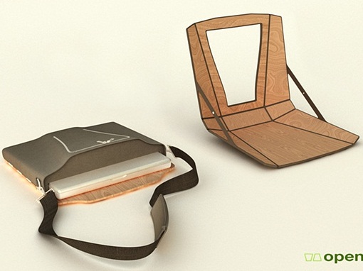 Laptop bag-chair concept design promises to make airports and trade shows mildly more bearable in future