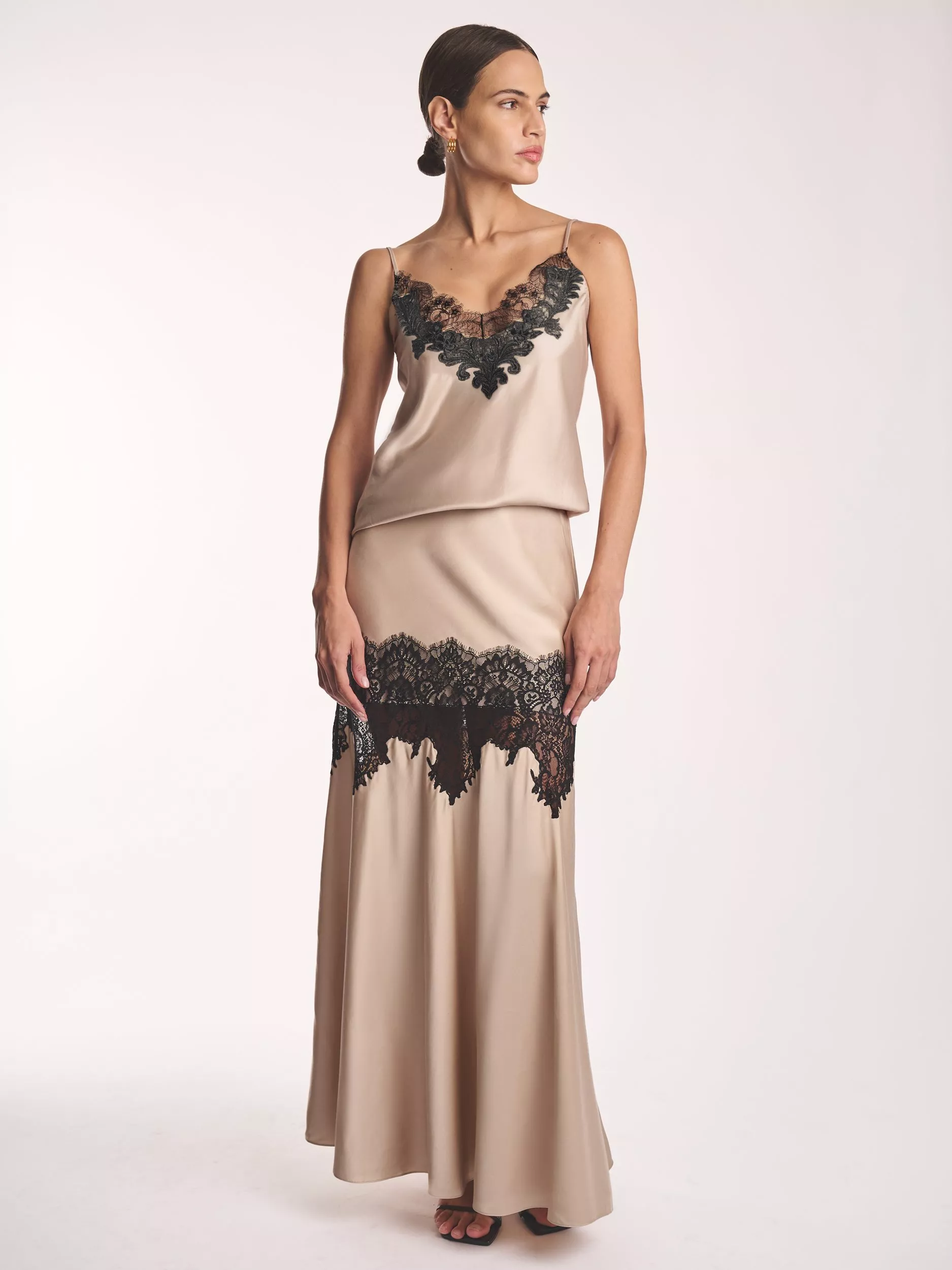 Amanda Wakeley Lace Insert Maxi Skirt, Navy