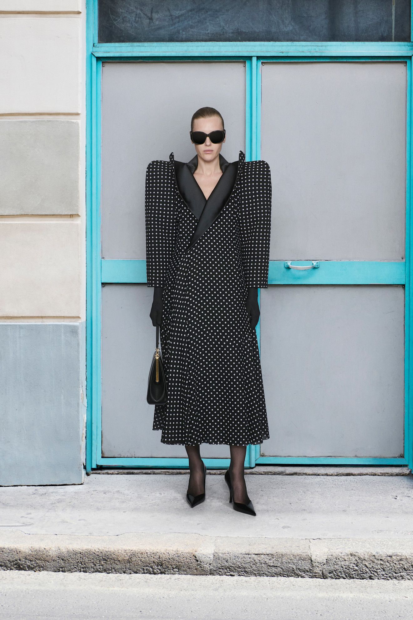 A polkadot look from Balenciaga's Couture autumn/winter 2025 collection