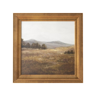 Framed art featuring a prairie scenery