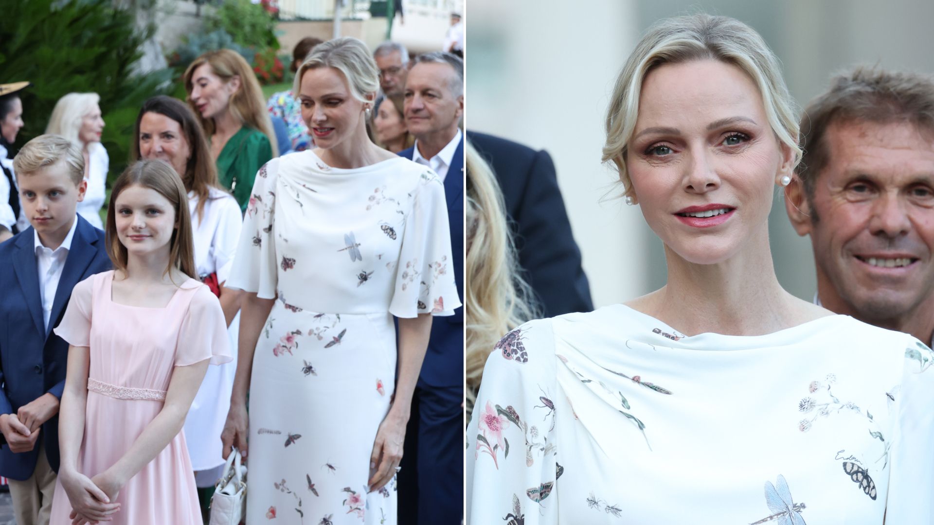 Princess Charlene Combines a Princess Diana-Inspired Dior Bag With a Floral Dress From a Princess Kate-Beloved Label