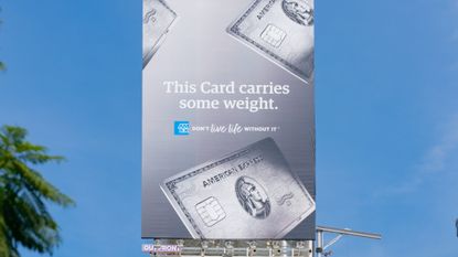 An American Express Platinum card advertisement is seen in Los Angeles.