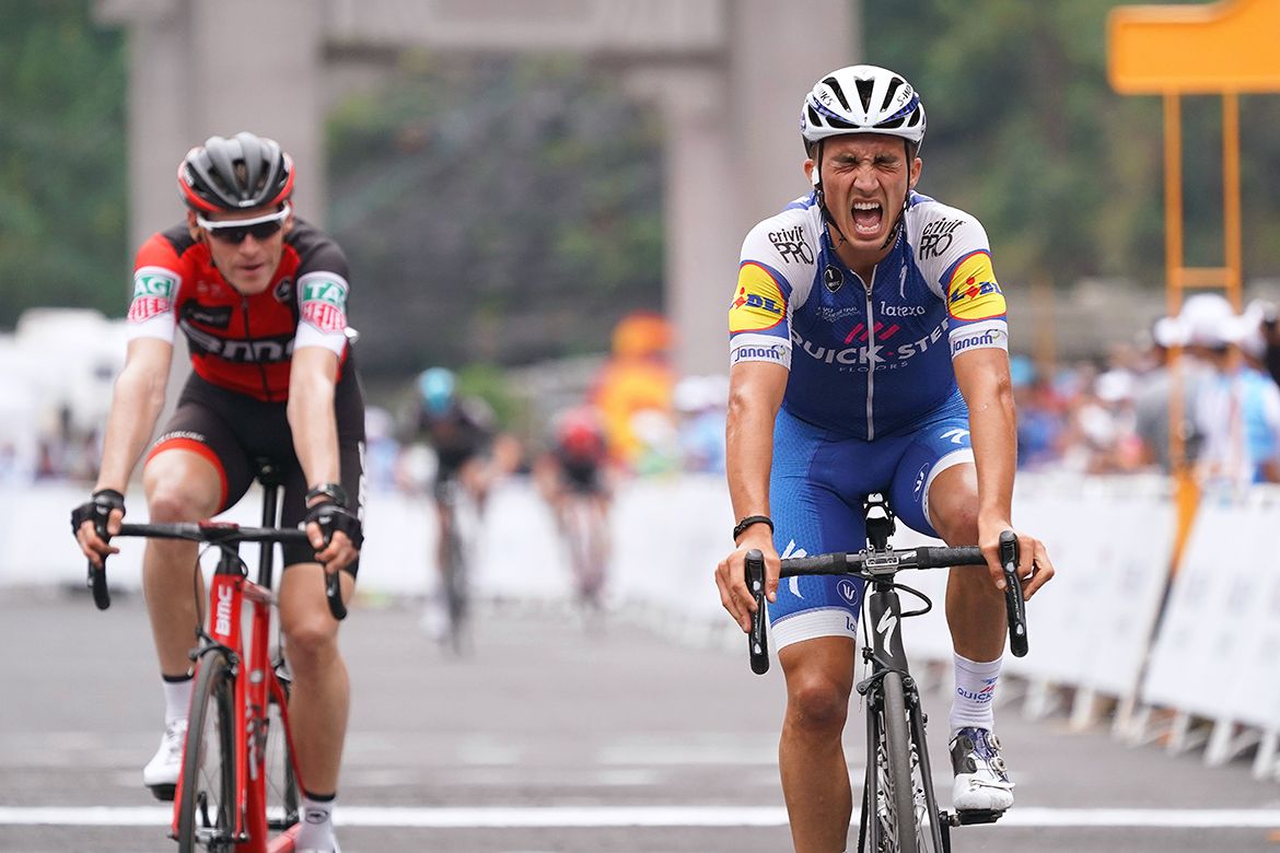 The pain is etched on the face of Alaphilippe at the top of the climb