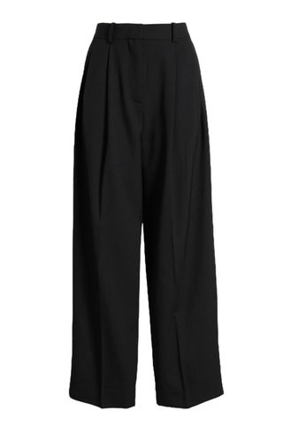 Pleat Front Twill Wide Leg Pant