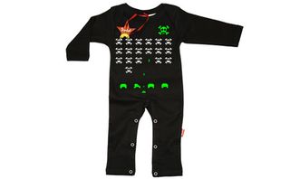 space invaders, baby clothes