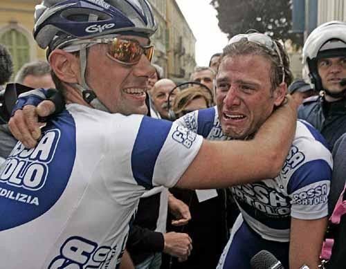 An emotional Alessandro Petacchi after winning