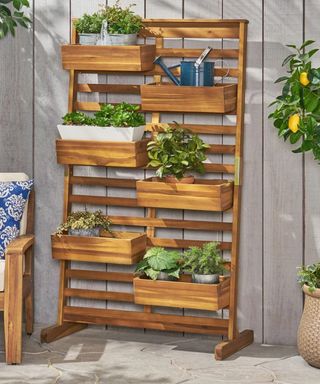 Outdoor Acacia Wood Outdoor Customizable Plant Stand by Christopher Knight Home