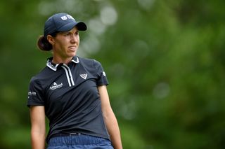 Carlota Ciganda watches her tee shot