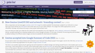 Gentoo Linux website screenshot