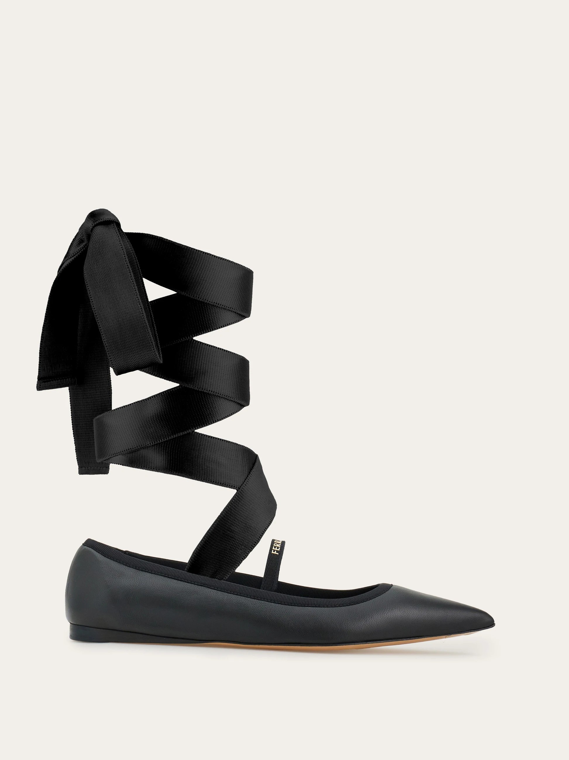 Ferragomo, Ballet flat with ankle ribbon