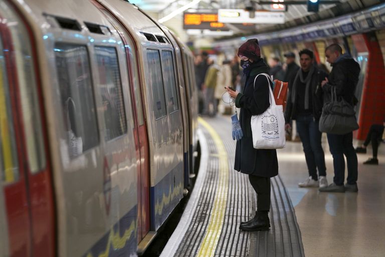 Passengers on a London Underground platform