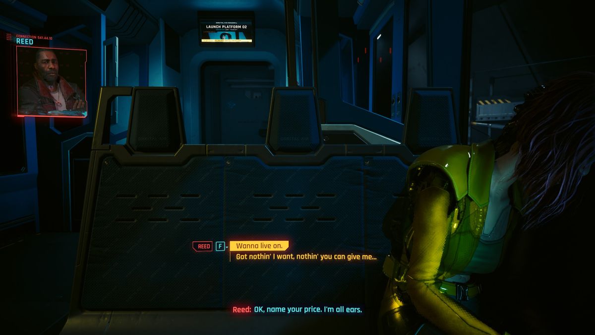 Cyberpunk 2077: Phantom Liberty endings - Reed on the holo