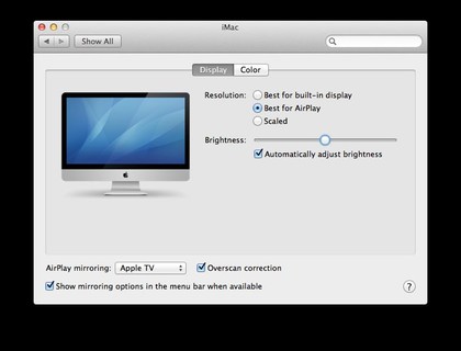 AirPlay Mirroring Displays preferences