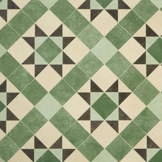 Green Victorian Style Vinyl Floor Tiles