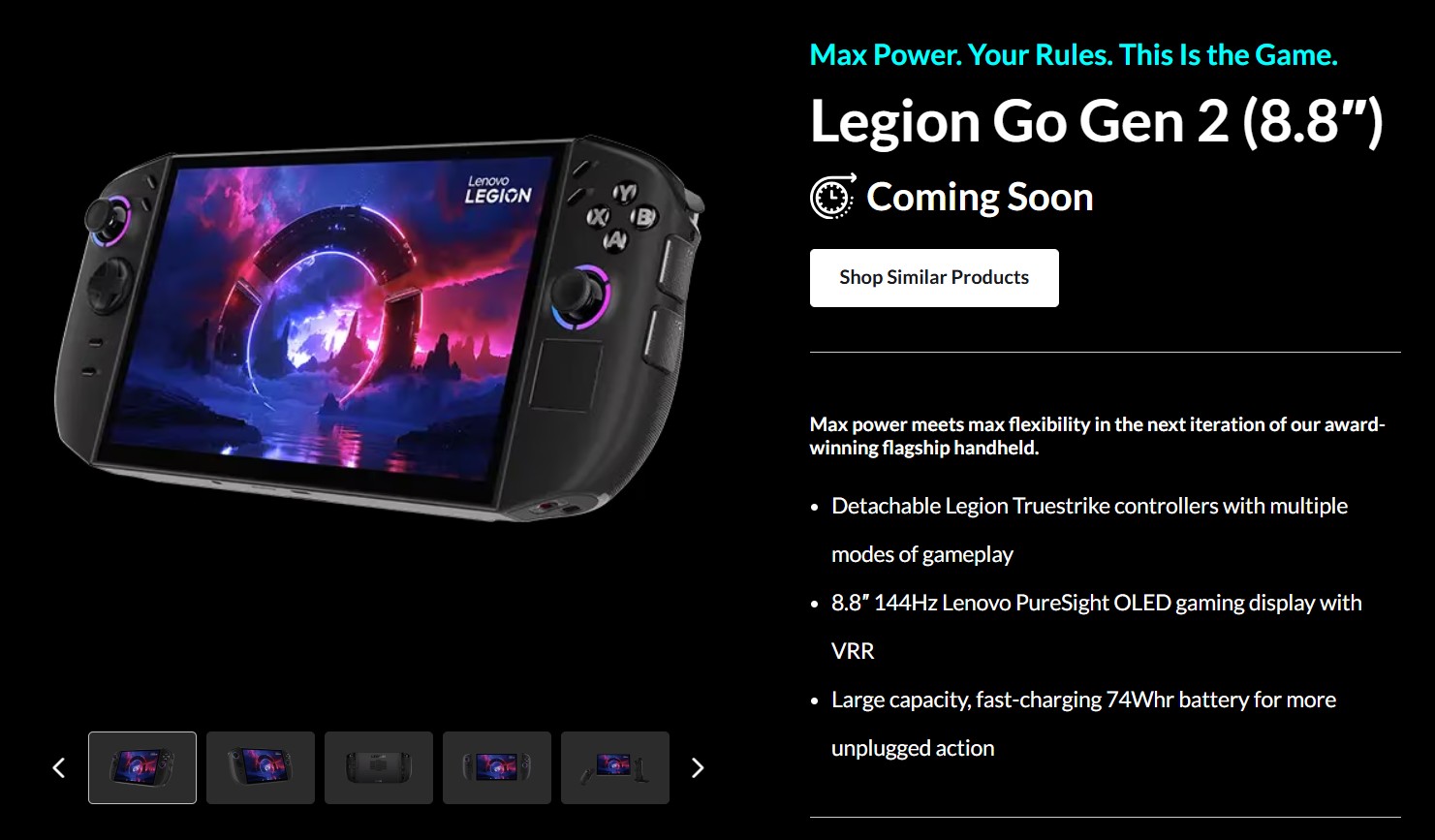 Lenovo Legion Go 2 &quot;coming soon&quot; page
