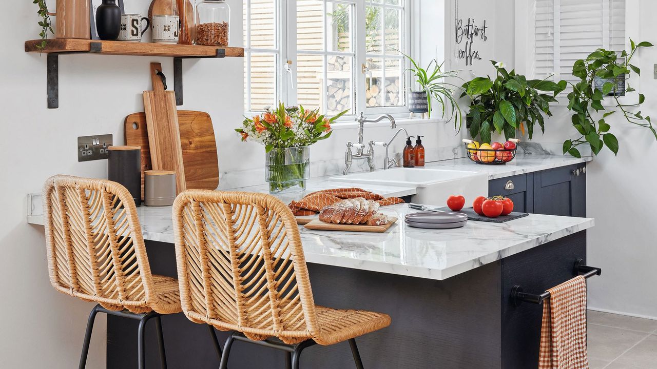 Kitchen with white counter