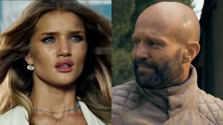 Rosie Huntington-Whiteley and Jason Statham in a side-by-side photo.