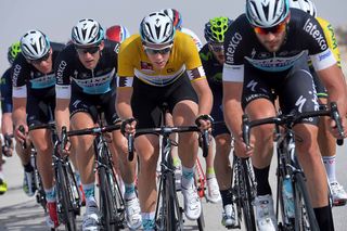 Niki Terpstra (Etixx-QuickStep) surrounded by his teammates during stage 5