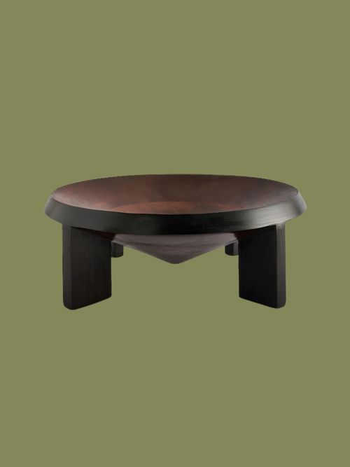 Dark Brown Mango Wood Footed Bowl