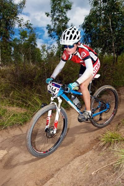 Charlie Brodie, trooper of the day riding strongly in U15 Male, and completing the course with a broken handlebar.